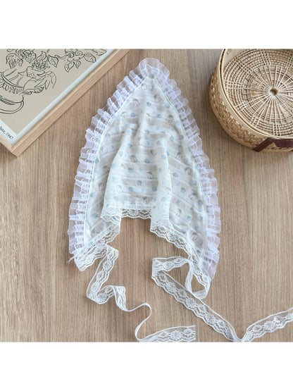 Scarvii - Sweet Print Lace Trim Women's Head Scarf