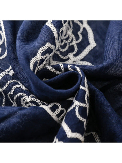 Scarvii - Elegant Scarf & Shawl with Rose Embroidered