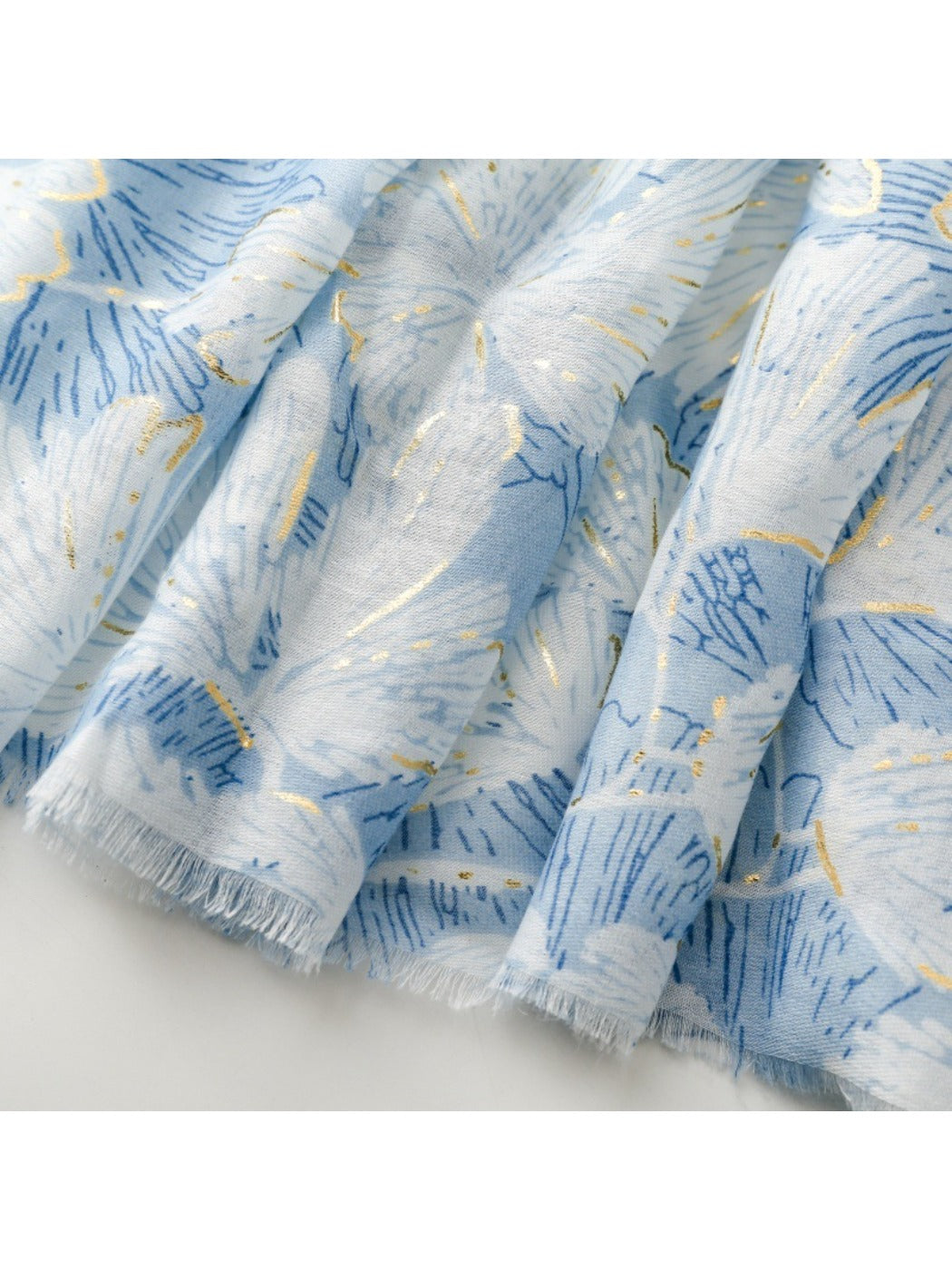 Scarvii - Gold Foil Scarf & Shawl with Floral Print