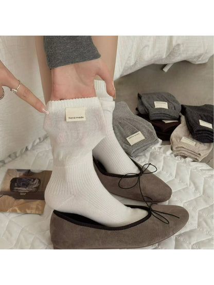 Rufia - Solid Ribbed Crew Socks