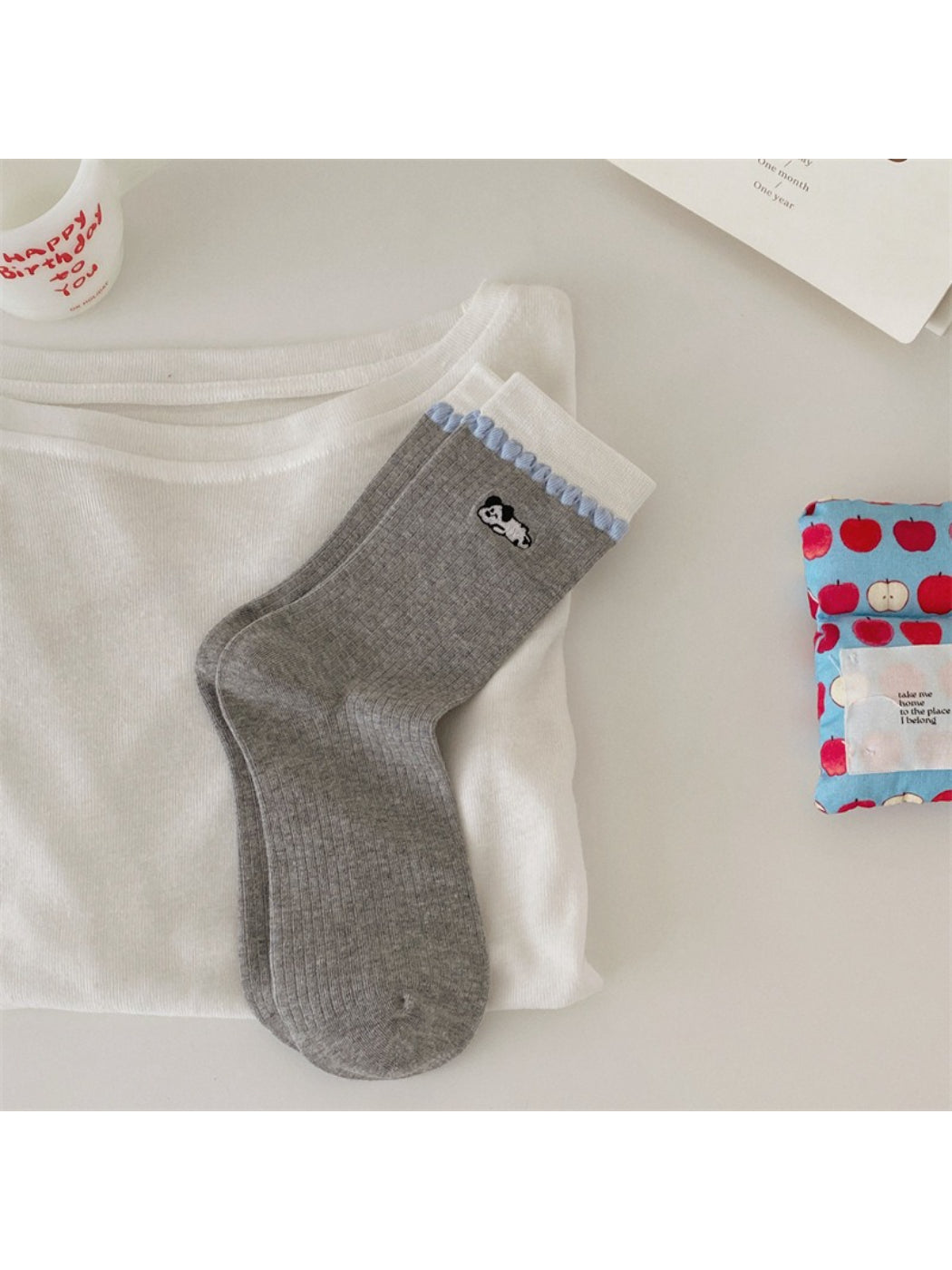 Rufia - Bear Trim Detail Ribbed Crew Socks product image 6