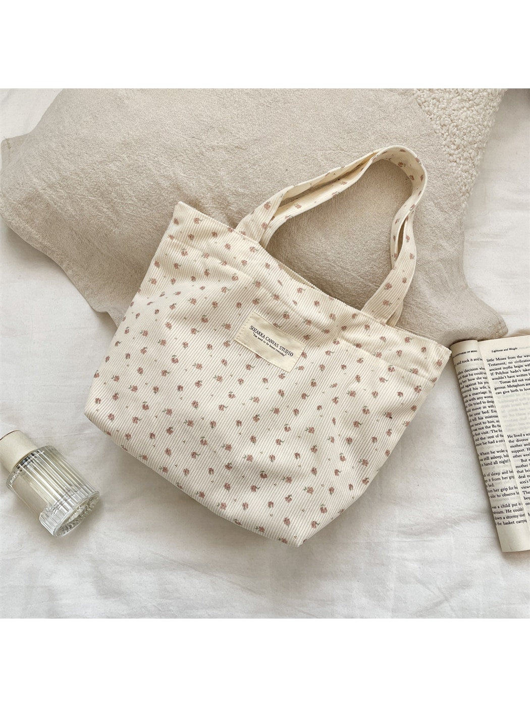 Cosbai - Floral Print Hand Tote Bag