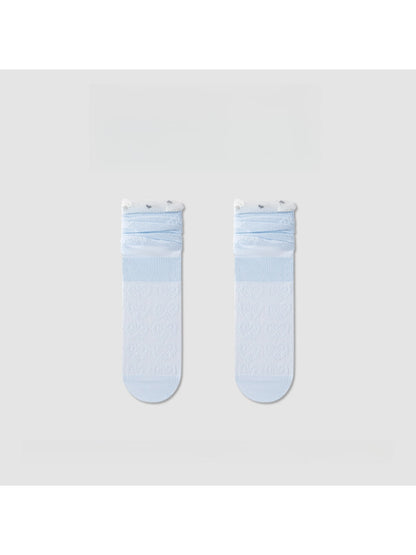 Rufia - Openwork Heart and Bow Pattern Crew Socks