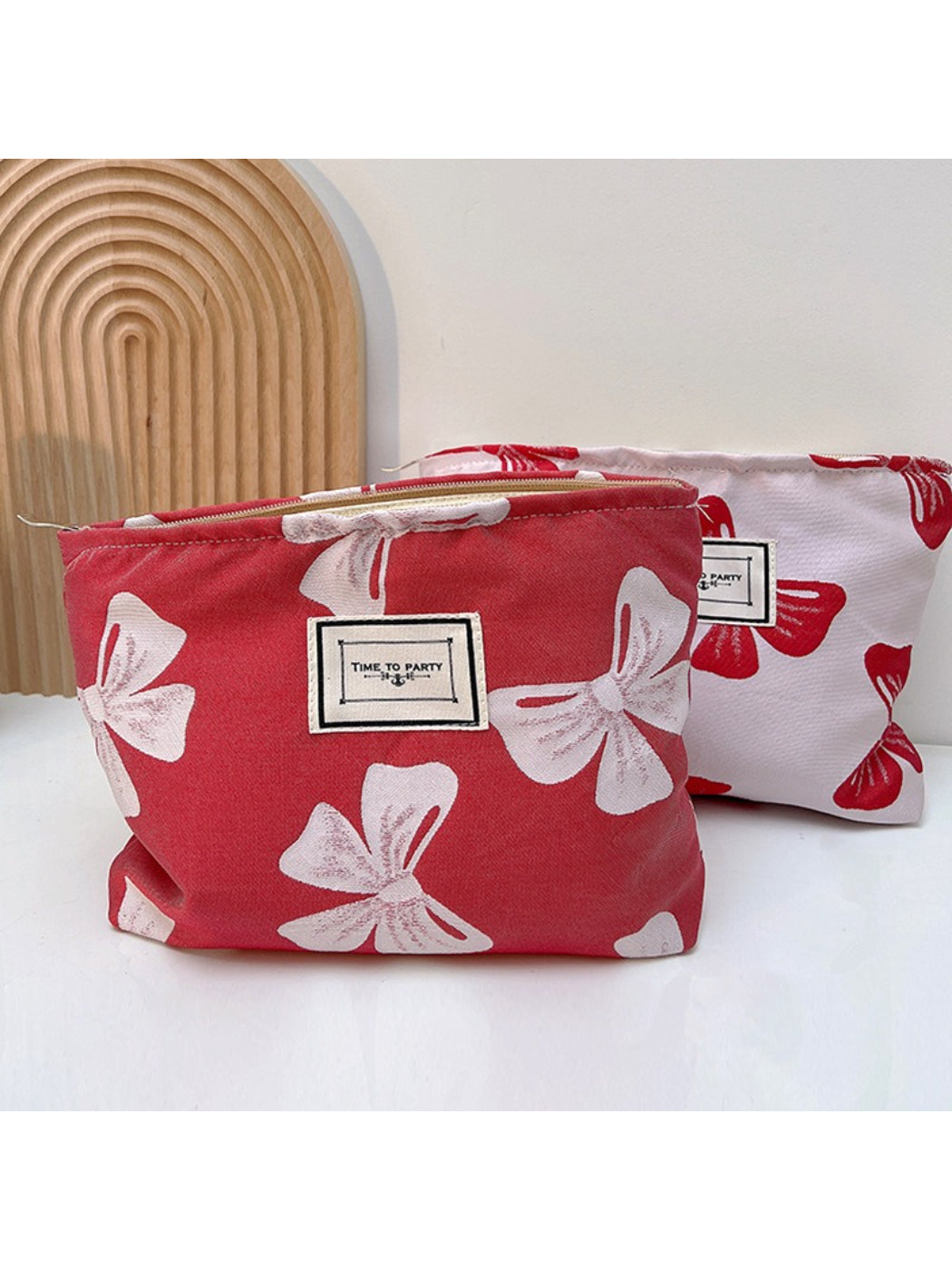 Cosbai - Ribbon Bloom Zipper Pouch
