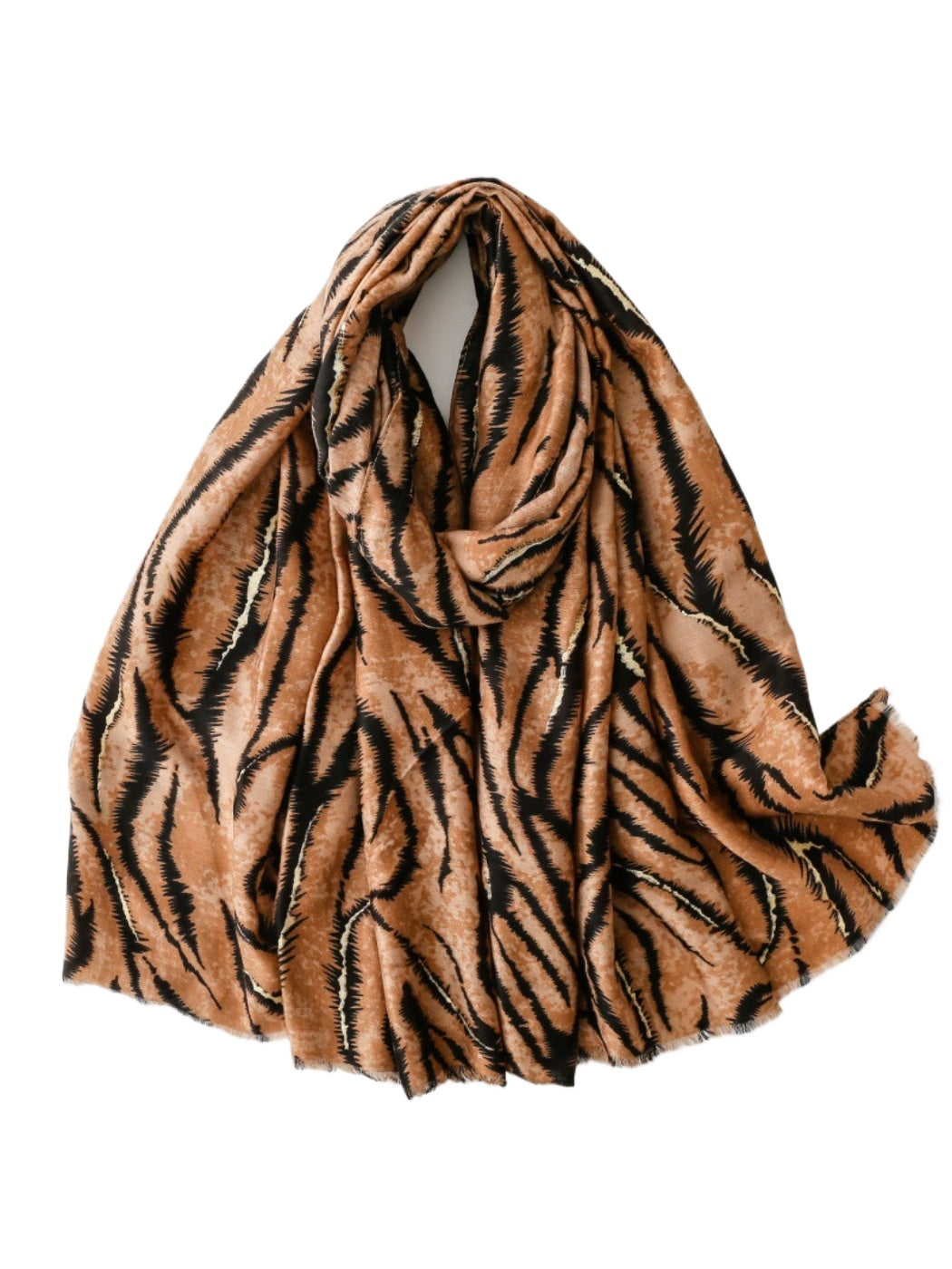 Scarvii - Zebra Print Scarf & Shawl with Gold Foil Fringe