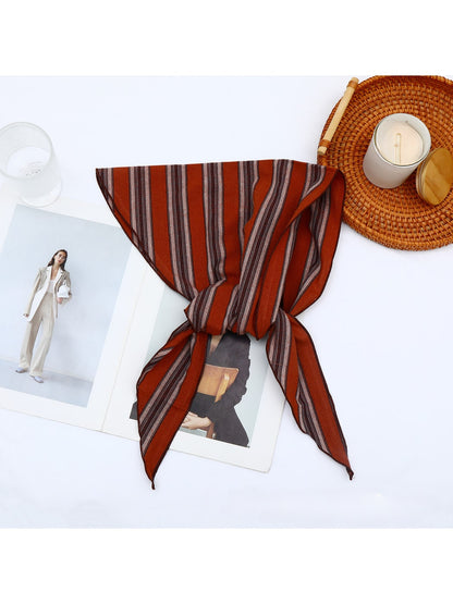 Scarvii - Retro Striped Literary Style Triangle Bandana
