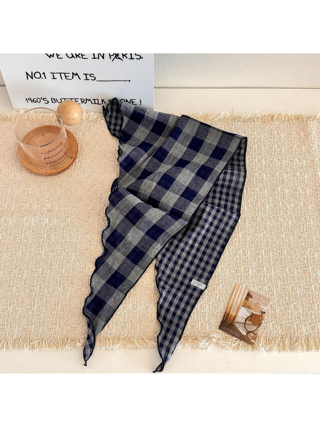 Scarvii - Gingham Check Ruffle Edge Scarf