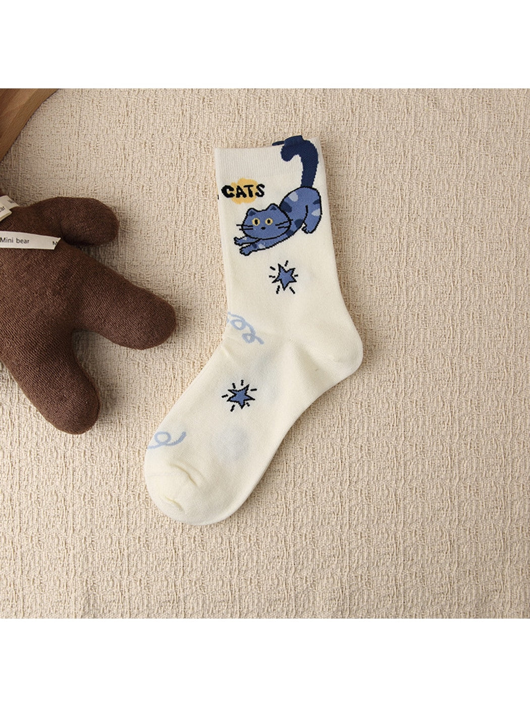 Rufia - Playful Cat Pattern Casual Crew Socks