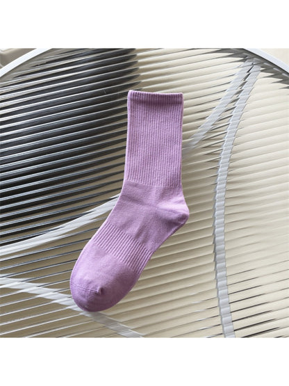 Rufia - Solid Ribbed Knit Crew Socks