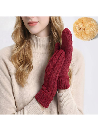 Gloving - Cable Knit Winter Mittens with Soft Lining