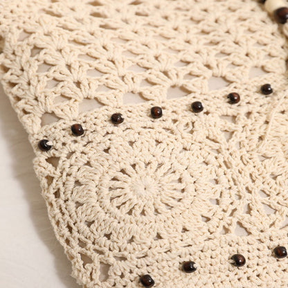 Cosbai - Boho Crochet Shoulder Bag With Zipper