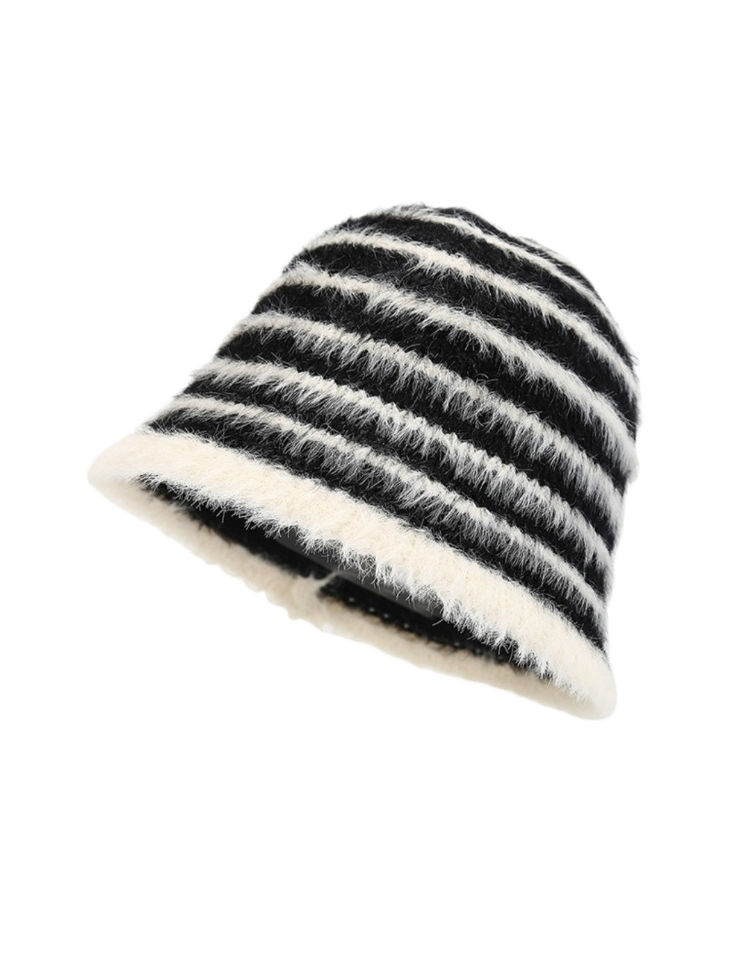 Haila – Striped Fuzzy Winter Bucket Hat