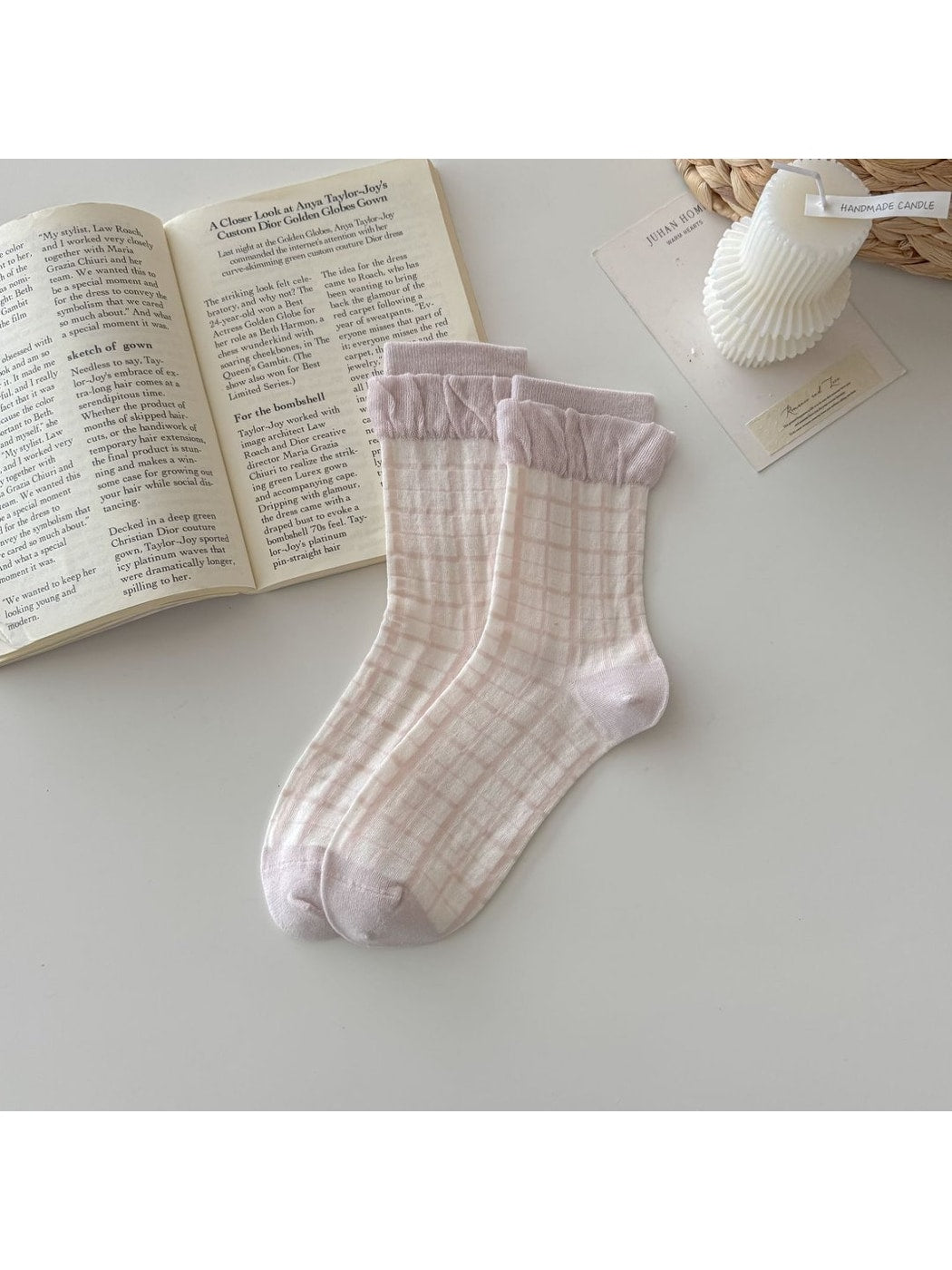 Rufia - Floral Mesh Trim Women's Crew Socks