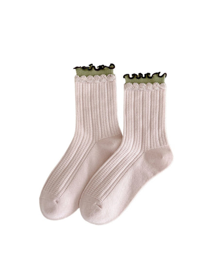 Rufia - Ribbed Layered-Ruffle Crew Socks