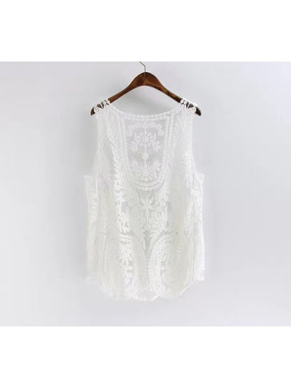 Crosa - Elegant Hollow Out Beach Lace Vest