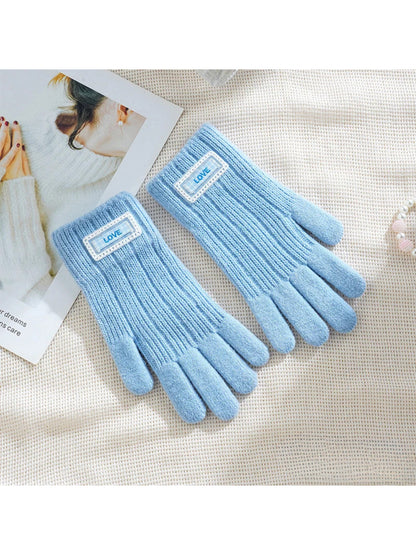 Gloving - Fuzzy Texture Ribbed Cuff Gloves