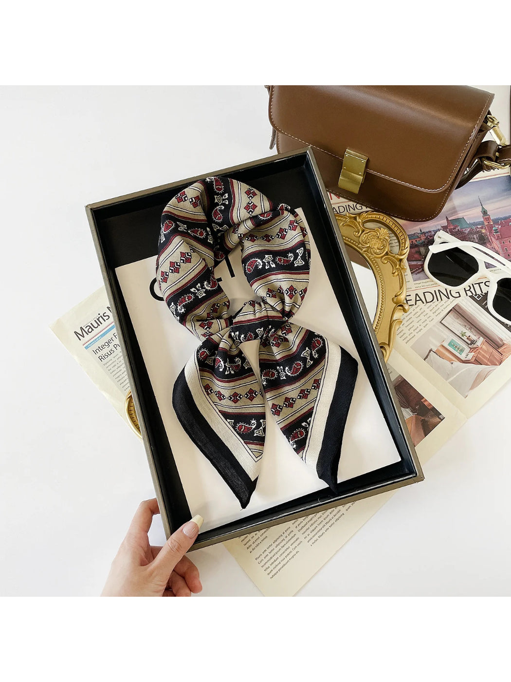Scarvii - Paisley Geometric Stripe Square Scarf