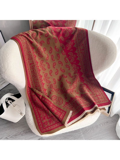 Scarvii - Boho Paisley Border Knit Scarf