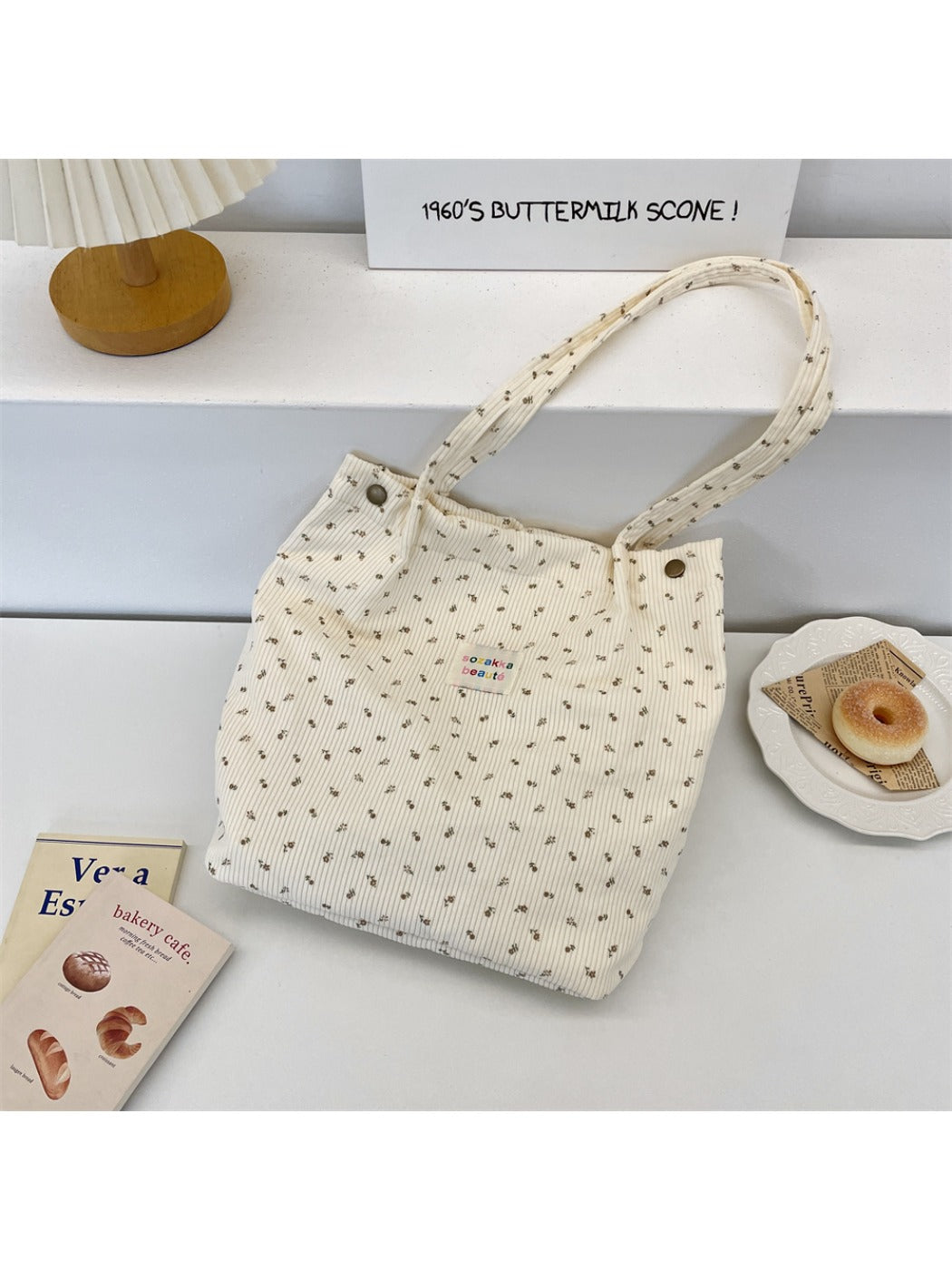 Cosbai - Floral Print Tote Shoulder Bag