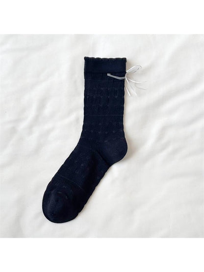 Rufia - Hearts and Bow Embossing Crew Socks