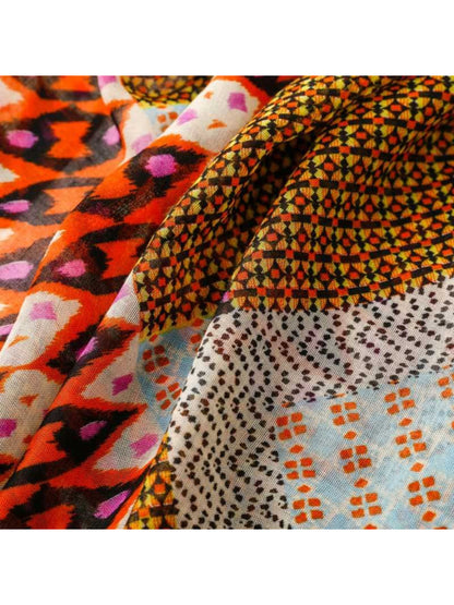 Scarvii - Graphic Patchwork Pattern Soft Scarf