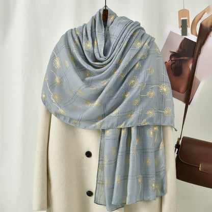 Scarvii - Golden Dandelion Printed Scarf - Stylish &Soft