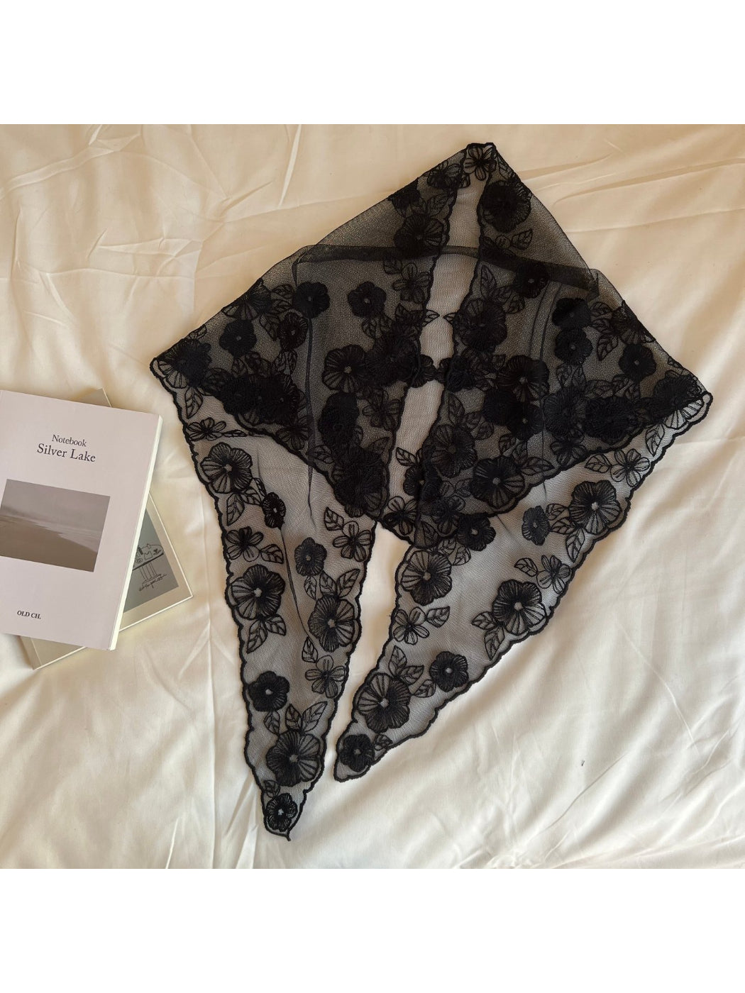 Scarvii - Vintage Floral Solid Triangle Scarf