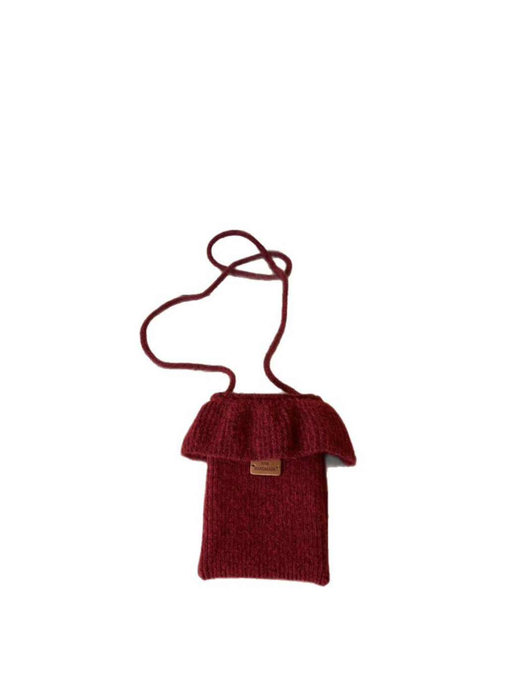 Cosbai - Ruffle Top Knit Crossbody Bag