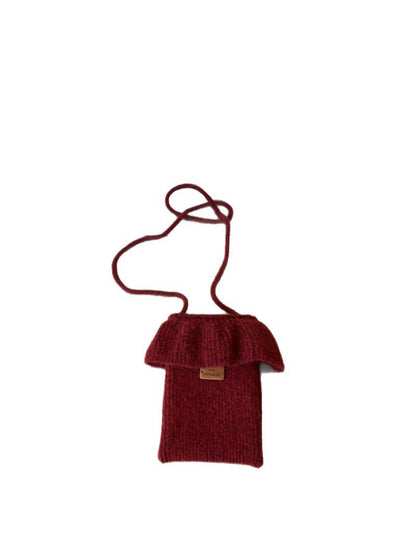 Cosbai - Ruffle Top Knit Crossbody Bag