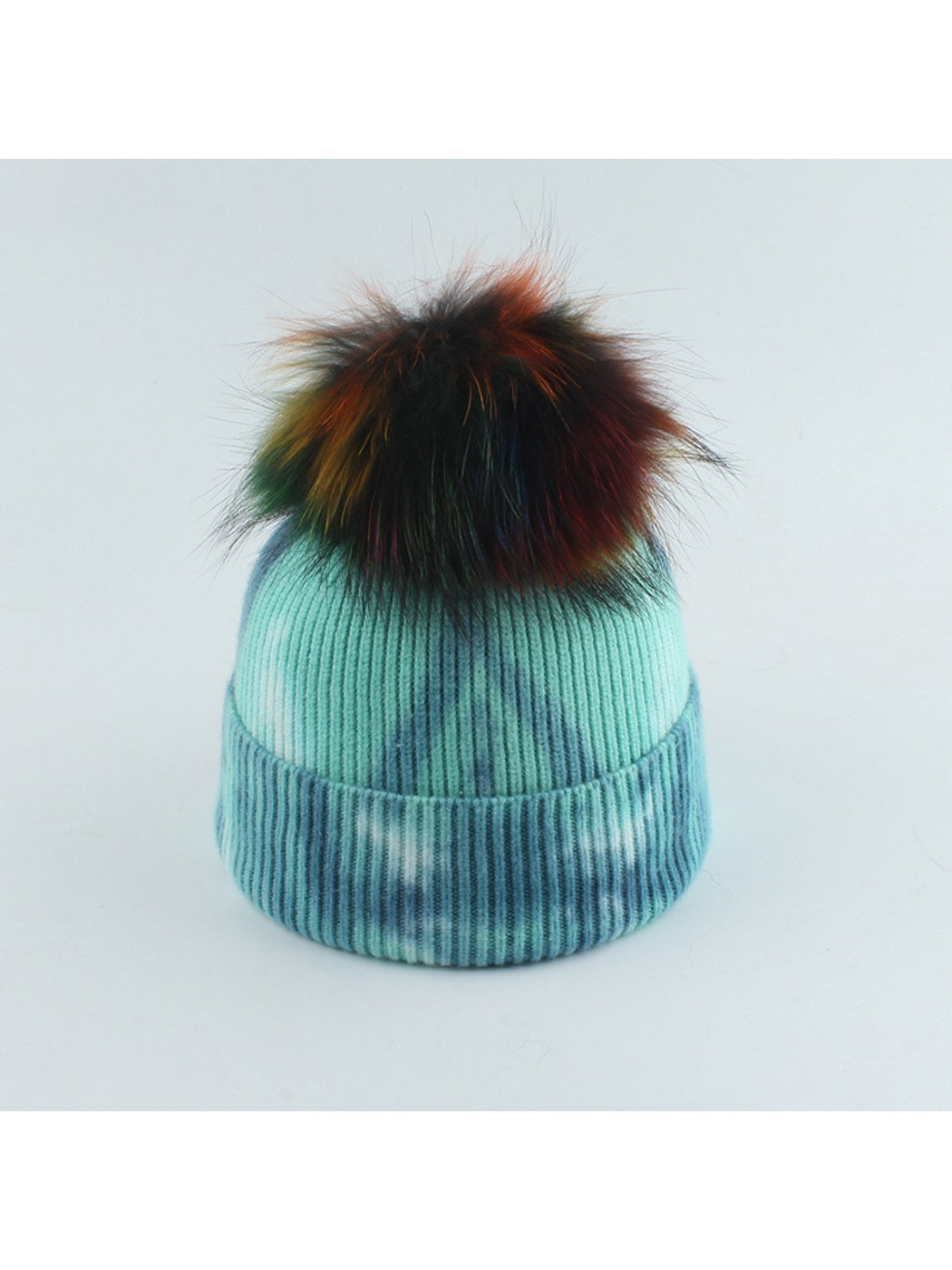 Haila - Striped Pom Pom Knit Beanie