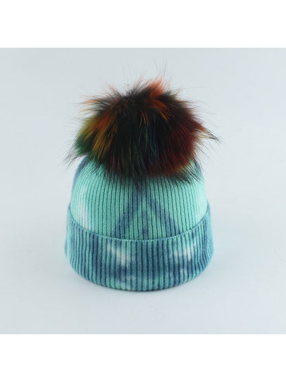 Haila - Striped Pom Pom Knit Beanie