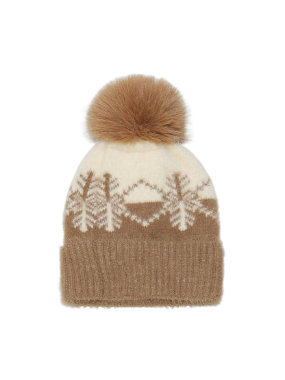 Haila Snowflake Knit Pom Pom Beanie