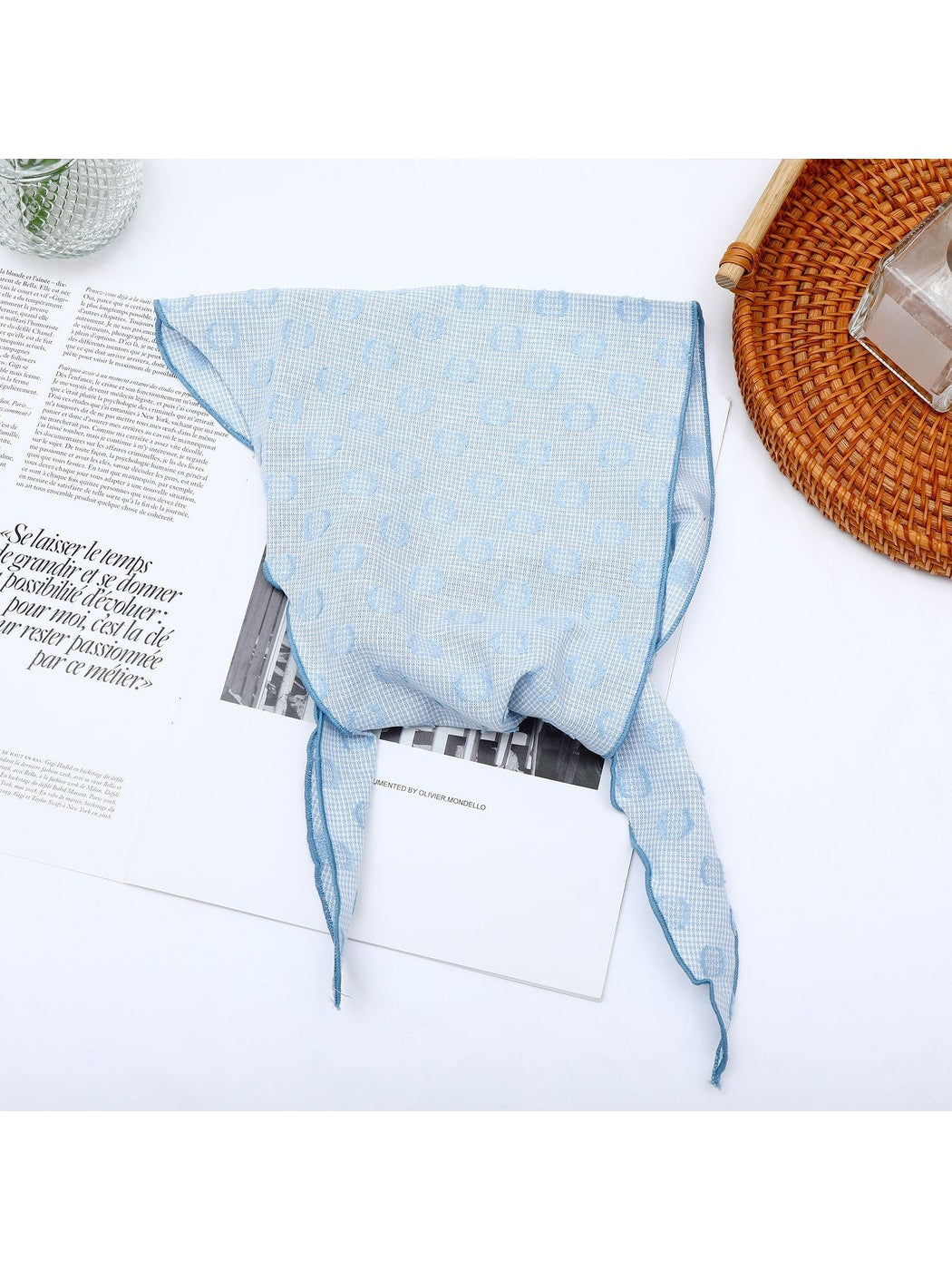Scarvii - Printed Dot Detail Triangle Bandana