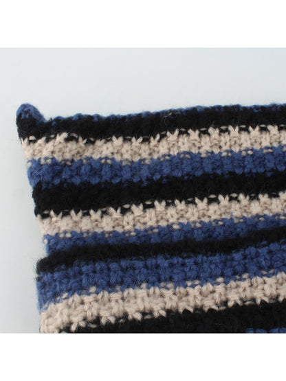 Haila - Striped Cat Ear Shape Knit Beanie