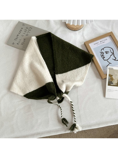 Scarvii - Colorblock Tie Detail Triangle Bandana