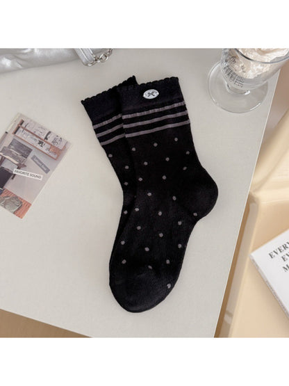 Rufia Ribbon Stripe Dot Crew Socks product image