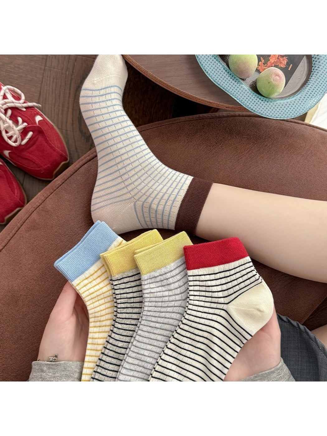 Rufia - Striped Colorblock Everyday Ankle Socks