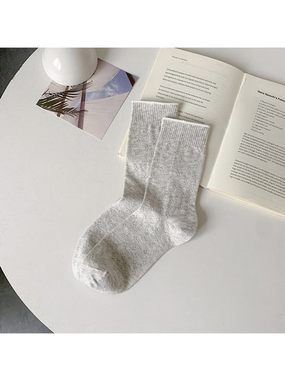 Rufia - Floral Mesh Cutout Casual Crew Socks