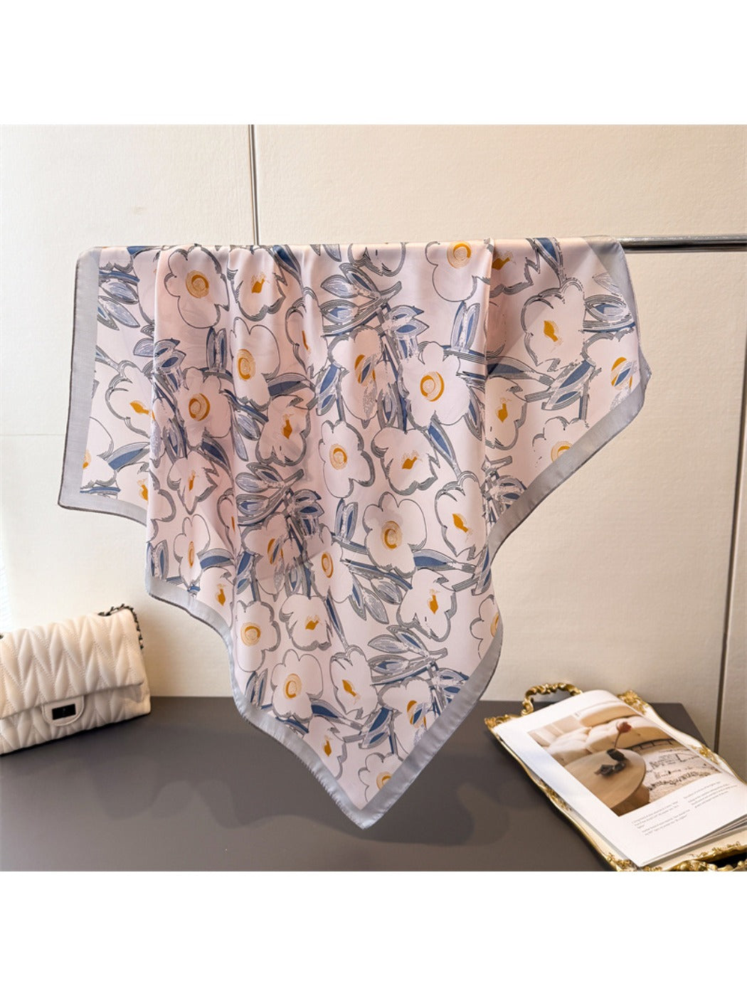 Scarvii - Floral Print Square Scarf