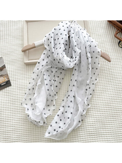 Scarvii - Polka Dot Ruffle Long Scarf