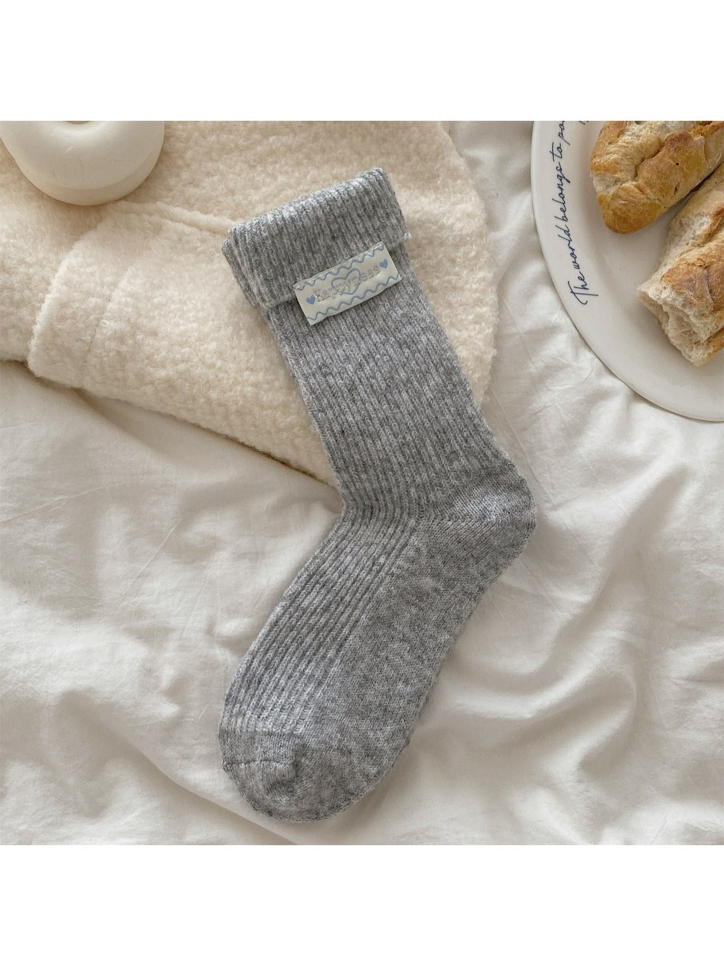 Rufia – Solid Color Plush Slouch Socks