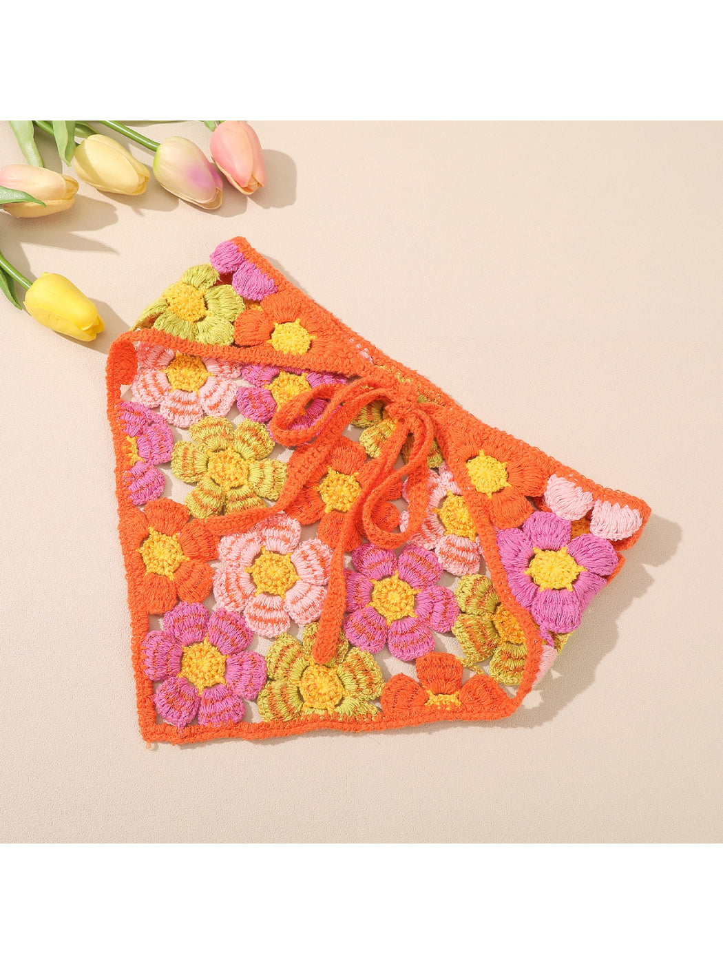 Scarvii Colorful Crochet Flower Tie Headband