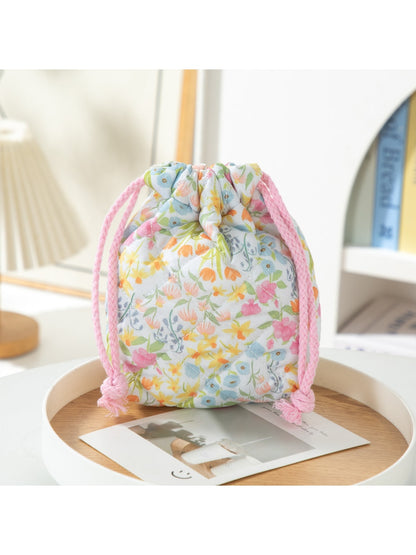 Cosbai - Quilted Floral Drawstring Pouch