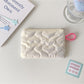 Cosbai - Quilted Heart Pattern Zip Pouch Bag