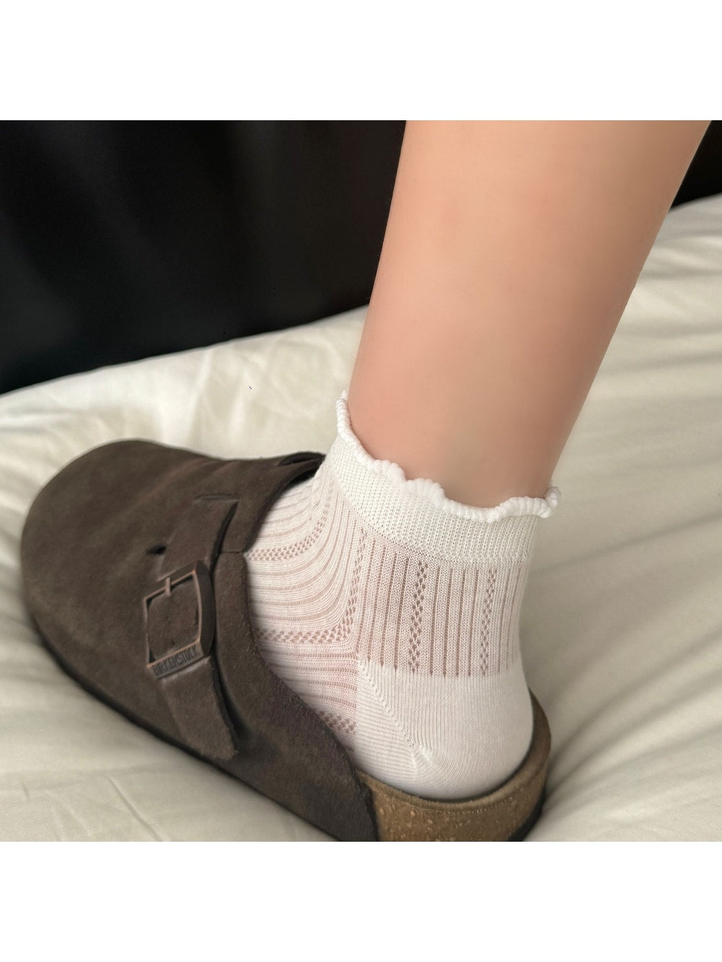 Rufia - Women's Ruffle Cuff Casual Mesh Socks