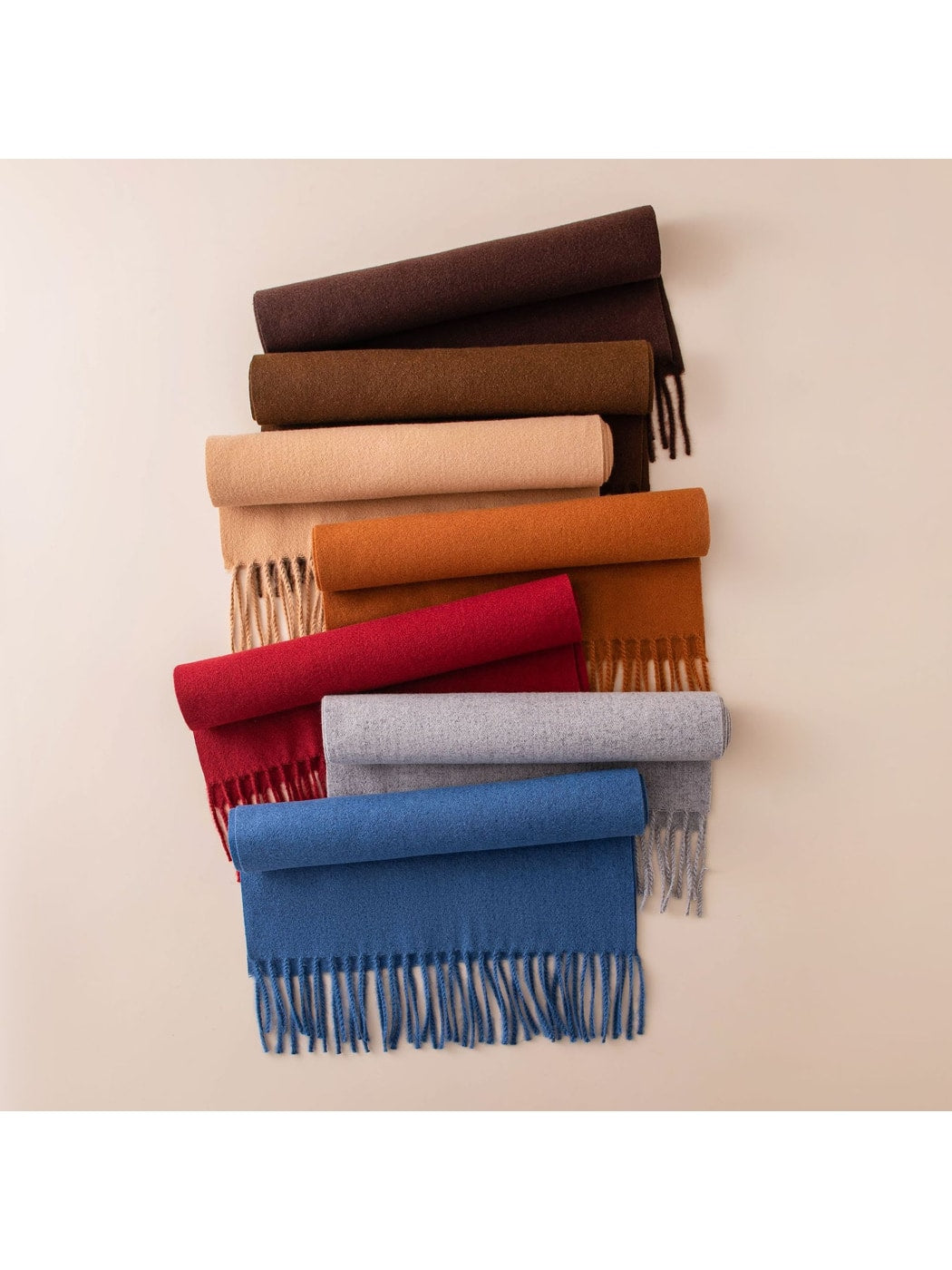 Scarvii - Solid Color Fringe Trim Long Scarf