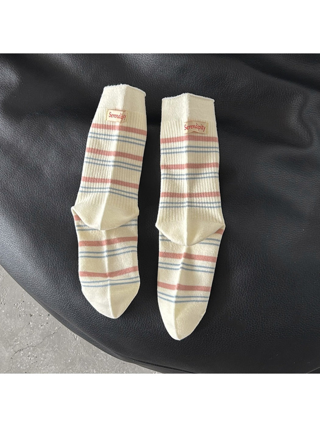 Rufia - Retro Stripe Letter Mid-Calf Socks