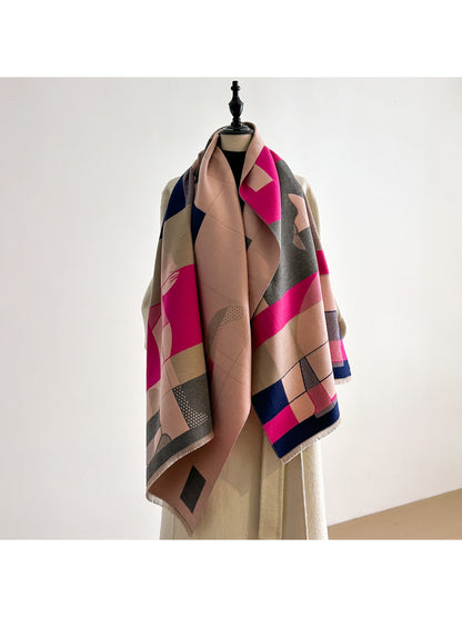 Scarvii – Geometric Print Fringe Scarf & Wrap