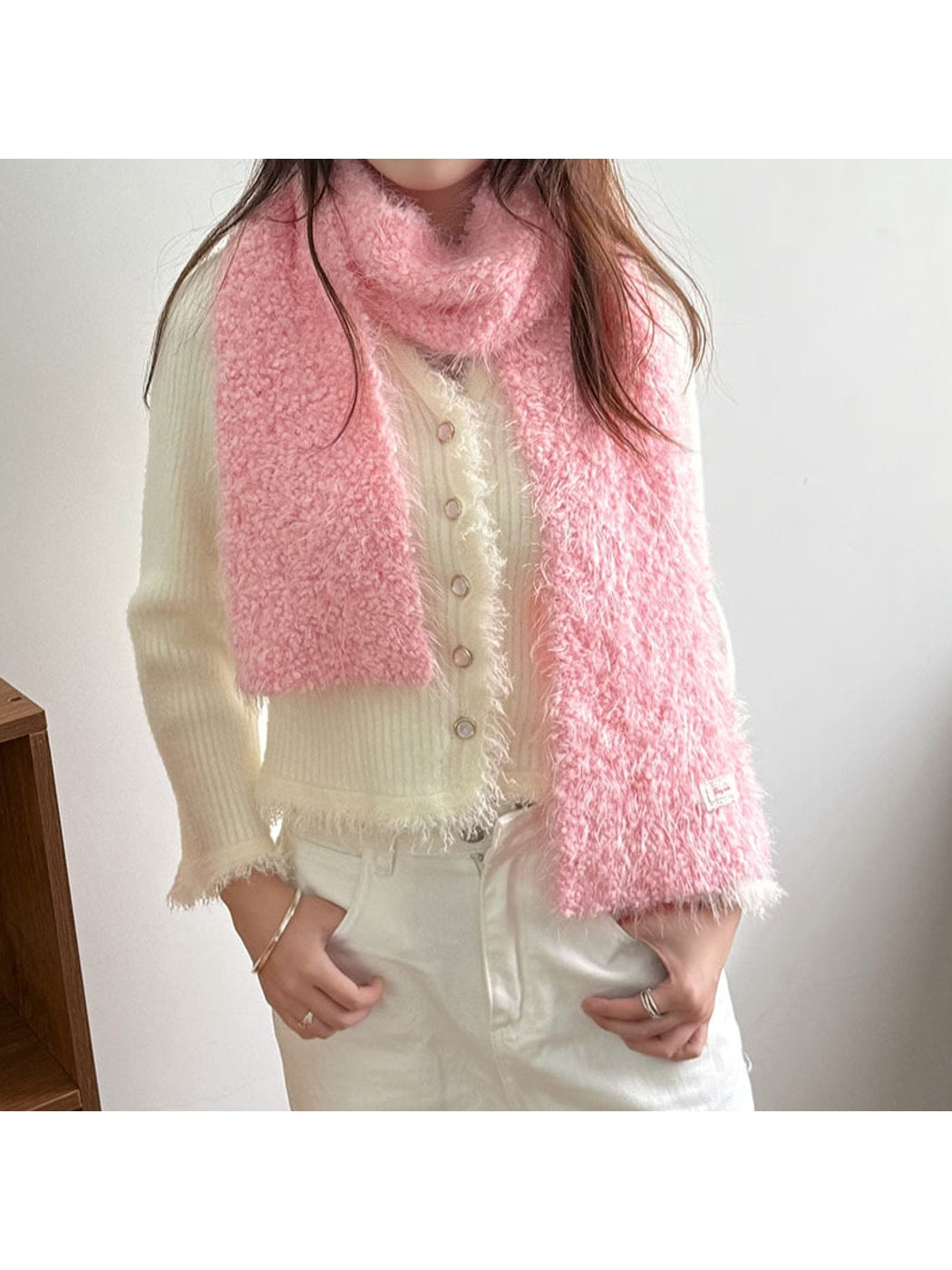 Haila - Sweet Textured Long Winter Knit Scarf