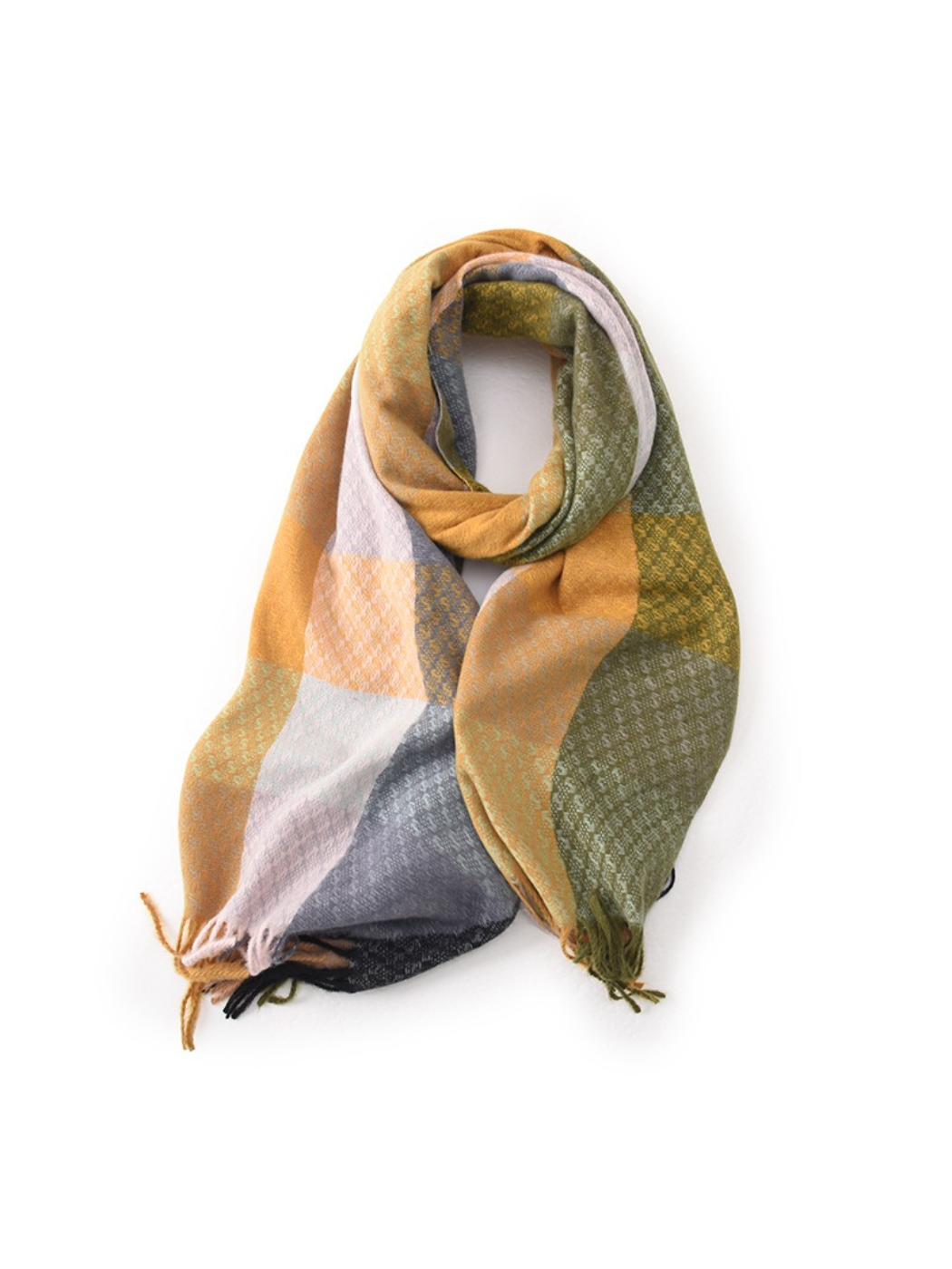 Scarvii - Color Block Geometric Fringe Scarf